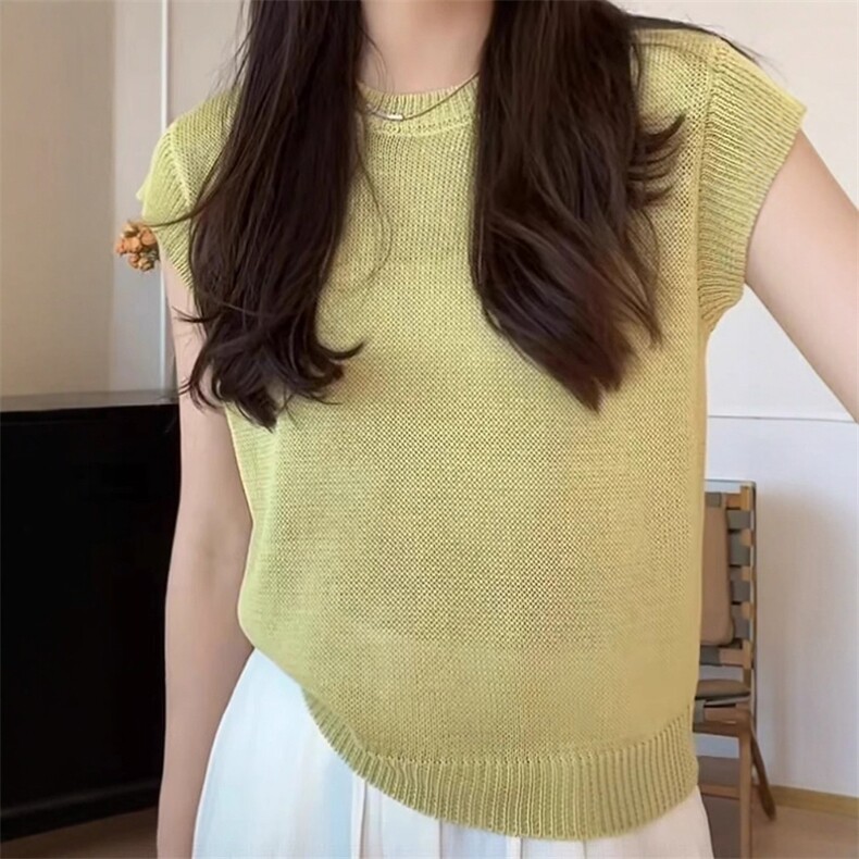 2025年夏季常规不连帽通勤无袖时尚百搭短袖,女装T恤,贝美羊绒