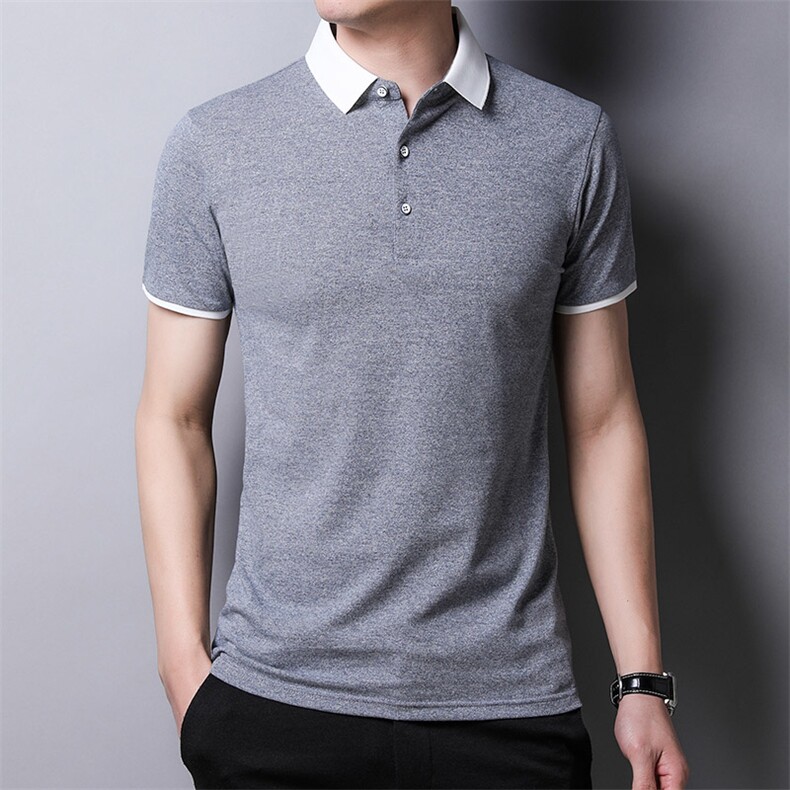 爸爸短袖t恤男士夏装冰丝polo衫纯色衣服夏季中老年男装体恤上衣,男装T恤,电商B212（原钱塘6029）
