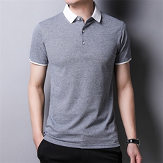 爸爸短袖t恤男士夏装冰丝polo衫纯色衣服夏季中老年男装体恤上衣，男装T恤，电商B212（原钱塘6029）