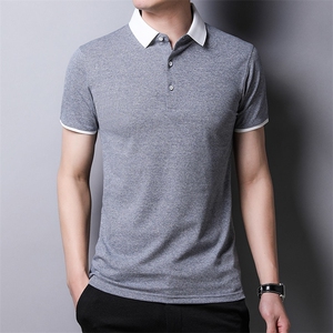 爸爸短袖t恤男士夏装冰丝polo衫纯色衣服夏季中老年男装体恤上衣图片