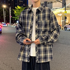 控价59港风格子衬衫宽松外套男女衬衣百搭格子外套CS2410P40，男装衬衫，电商A128