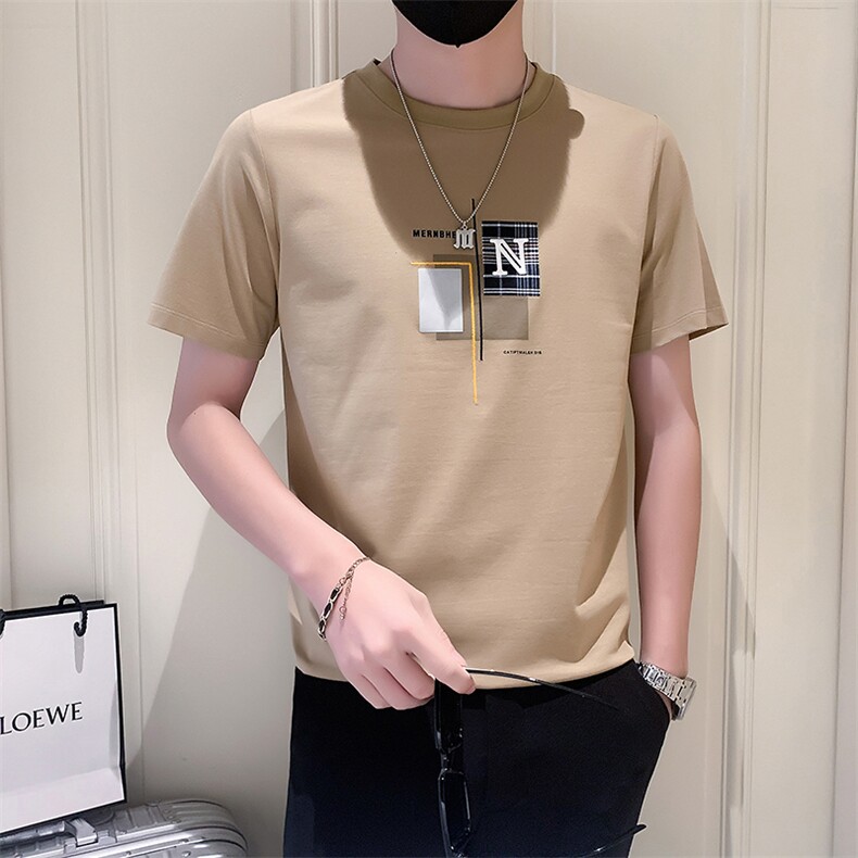社会小伙2025新款夏季短袖T恤男士印花半袖A313-1-5816-P4868,男装T恤,电商A313-1