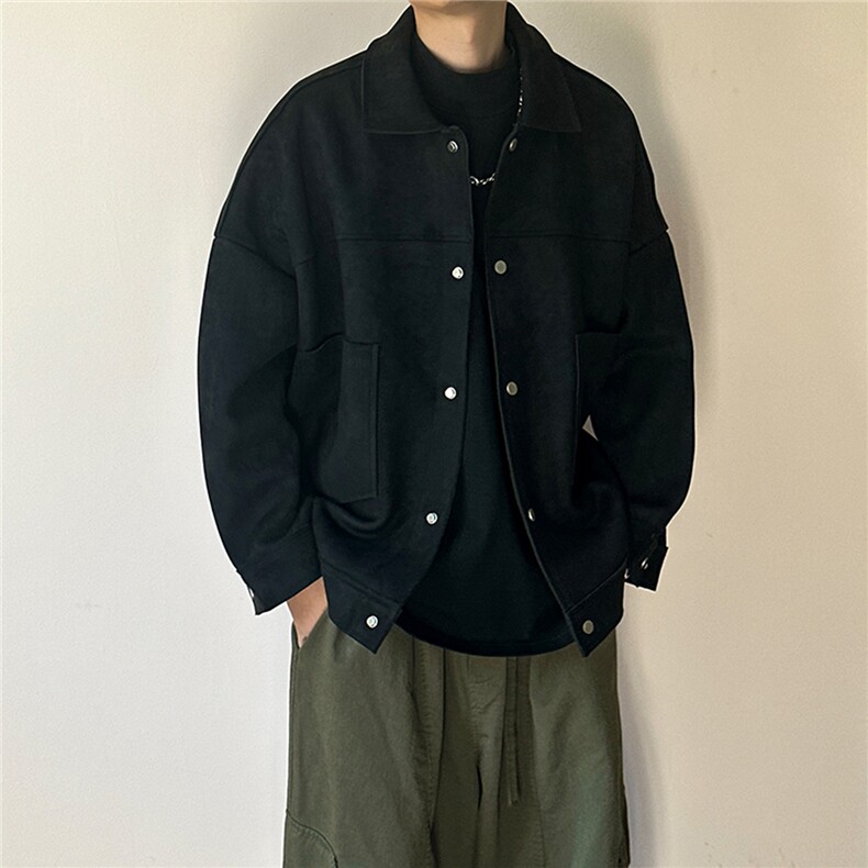 现货-设计感时尚鹿皮绒外套男宽松休闲呢子夹克A351-A130-P125,男装夹克,电商A351