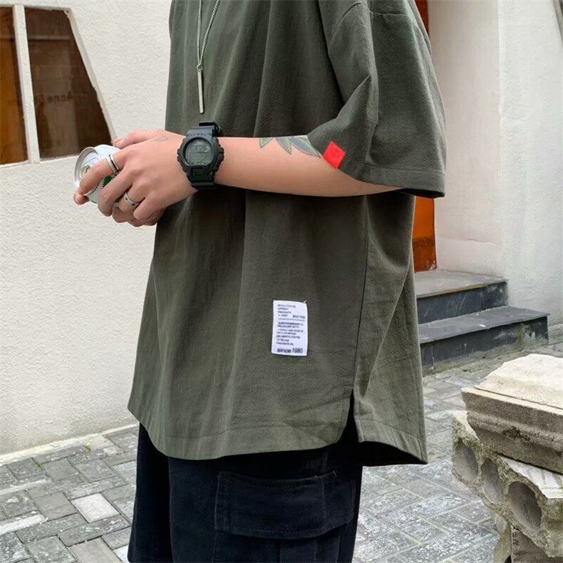C527P28日系潮流时尚慵懒日系亚麻短袖t恤原宿棉麻五分袖,男装T恤,星座512-6