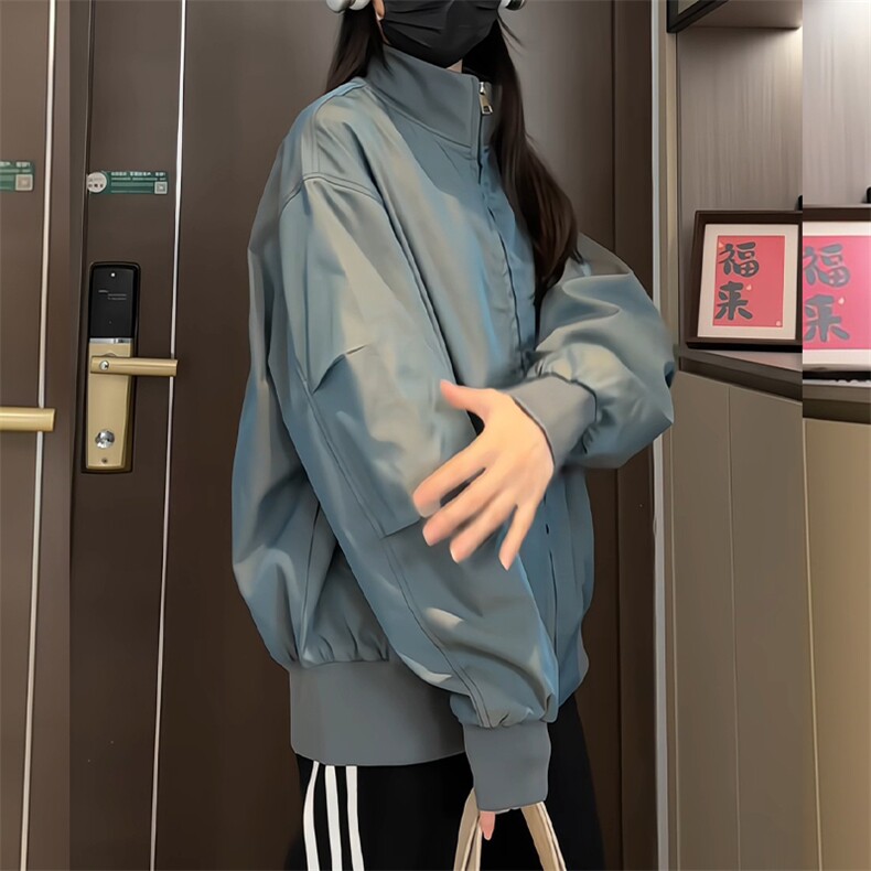 JK5023/P70秋装新款炫彩缎面飞行夹克男女美式潮短款外套宽松上衣,男装夹克,电商A141