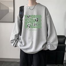 5XL华夫格卫衣男大码胖子圆领长袖t恤HW76376-P30加绒款-P40，男装卫衣，电商A040