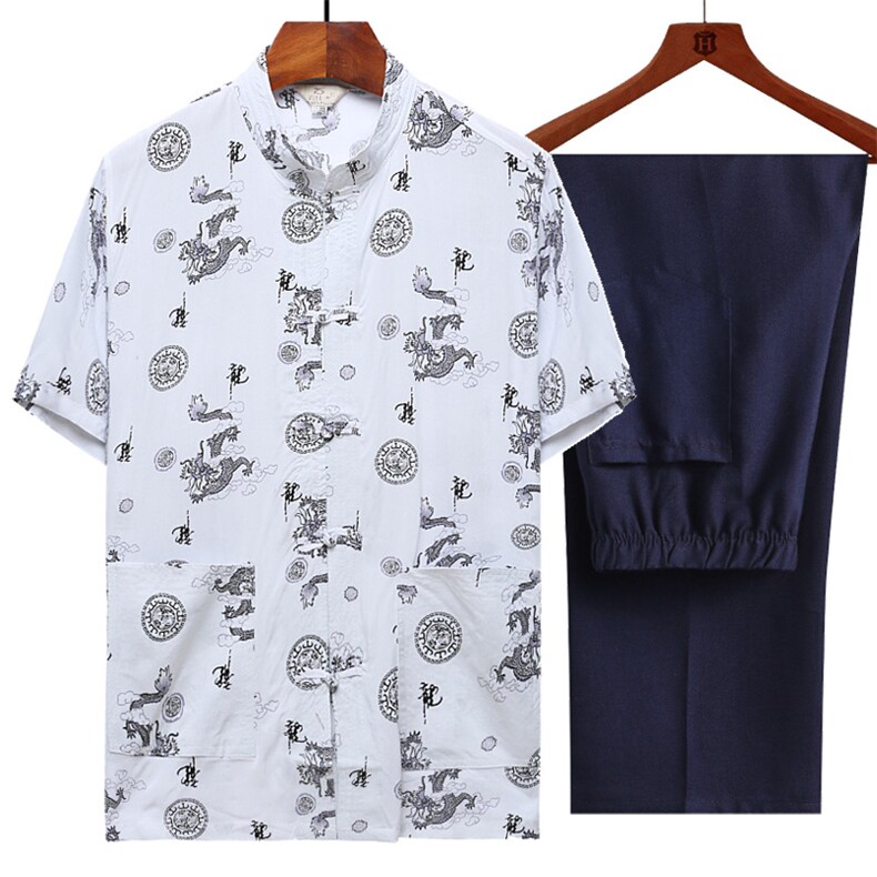 中老年复棉绸古禅修茶服居士服唐装改良汉服风男装民族套装,男装休闲套装,星座1712