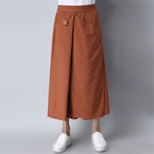 棉麻纯色半身裙2025年夏季文艺潮流简约时尚百搭，女装半身裙，风姿绰