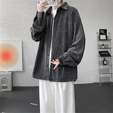 8XL-M鱼骨纹小香风衬衫男生春秋衬衣宽松慵懒垂感外套CS29009P45，男装衬衫，电商B312