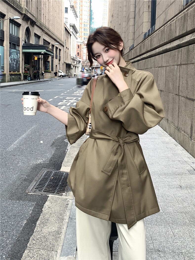 2026新款春装时尚高品质翻领斜襟风衣2D009-2590P165控238,女装风衣,2D009