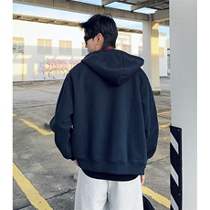 抖音得物二开美式高街重磅结构双层撞色连帽卫衣开衫外套W116，女装短外套，电商A486