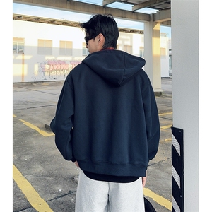 抖音得物二开美式高街重磅结构双层撞色连帽卫衣开衫外套W116图片