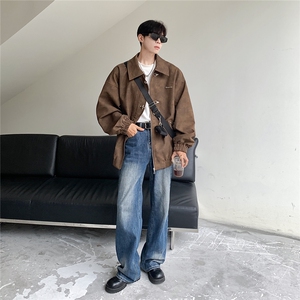 1港风哑光皮金属扣设计大码夹克男水洗雪花皮衣男JK8741P130控168图片