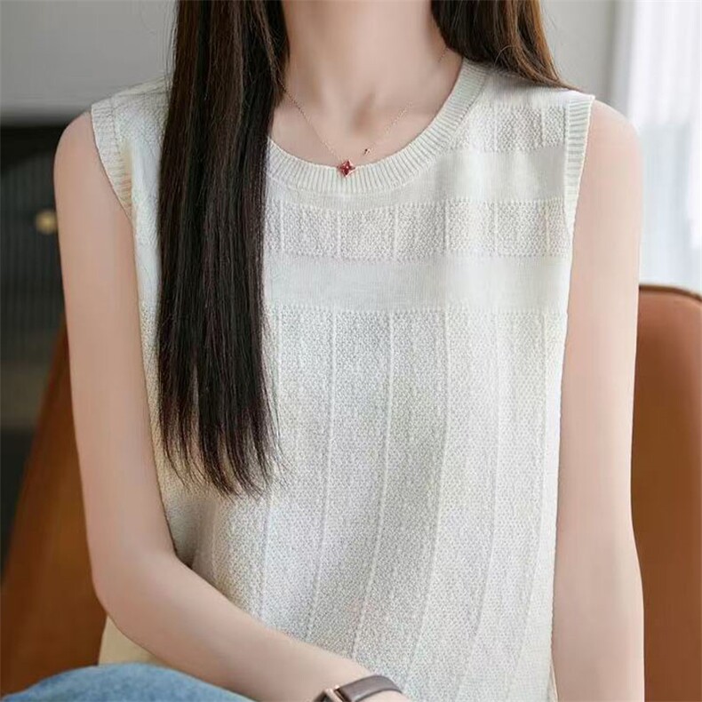夏季背心吊带女宽松西装内搭冰丝无袖打底白色T恤女外穿百搭上衣,女装T恤,萱芳婷羊绒