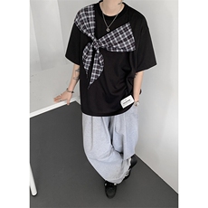 现货T1025-P38控58大码拼色高品质冰丝顺滑T恤短袖潮，男装T恤，电商D232