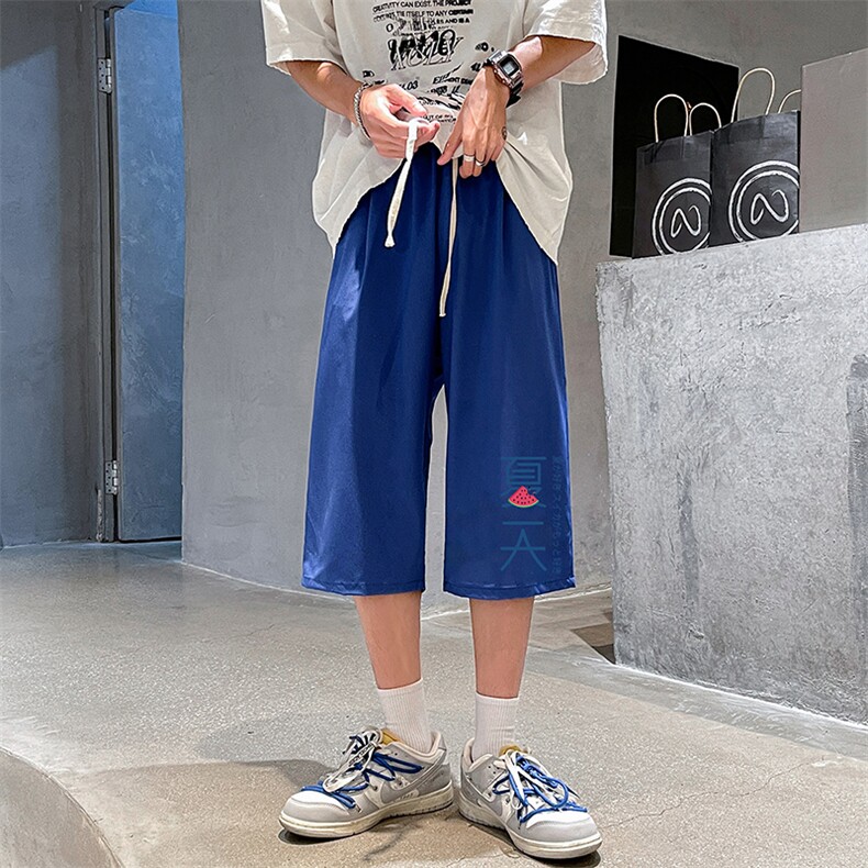 QK72192-P25冰丝七分裤男大码速干短裤男五分裤港风,男装休闲裤,电商A040