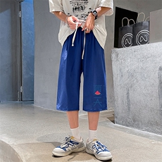 QK72192-P25冰丝七分裤男大码速干短裤男五分裤港风，男装休闲裤，电商A040