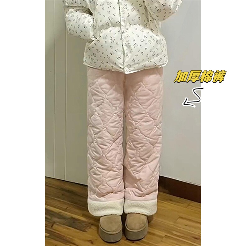 冬季抖音羊羔毛棉裤男女大码复古阔腿裤K5613J加棉-特P45控78，男装棉裤，电商A001