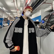 撞色拼接设计开衫夹克男设计感小众印花外套106P40，男装夹克，星座1116-2