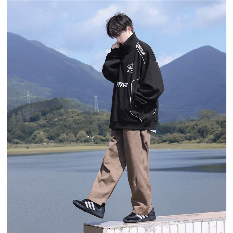 早秋新款拼接立领机车服卫衣WY7007-P75控98,男装卫衣,电商A072