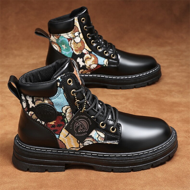 X4260-90秋季男鞋新款高帮马丁靴男百搭厚底休闲短靴男，男鞋马丁靴，星座1407-3