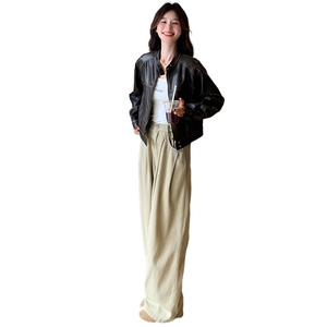 复古港风炸街皮衣夹克外套女2025春秋季新款宽松显瘦时尚短款上衣图片