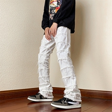 B221美式ins高街小众个性款修身弹力微喇牛仔裤LK23005-P70控98，男装牛仔裤，电商B221
