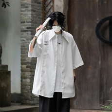 F318-P38新中式垂感短袖衬衫男2024夏季新款潮流休闲衬衣现货，男装衬衫，星座512-6