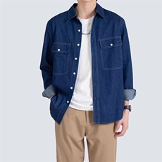 【006】牛仔衬衫男宽松长袖水洗休闲衬衣薄外套A079-CS1102-P47，男装衬衫，电商A079
