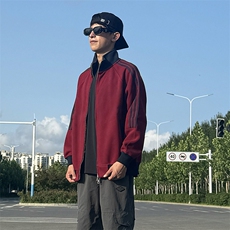 抖音得物高品质美式高街重磅结构设计拼接织带立领卫衣外套CM42，男装卫衣，电商A486