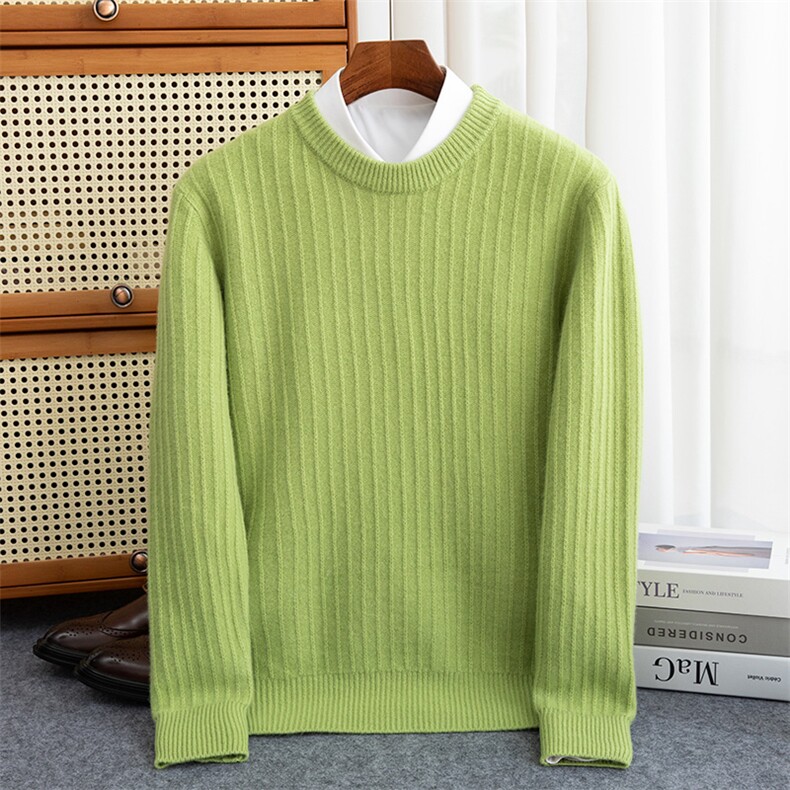 2024秋冬季新款舒适时尚百搭七针圆领羊毛衫，男装羊毛衫，赛冬羊绒