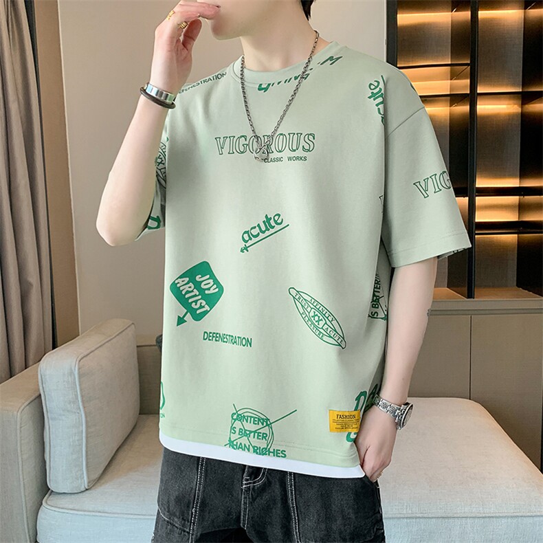 冰氧仿棉短袖店主风夏季休闲百搭趣味印花男上衣TC3156-P25控48,男装T恤,星座717