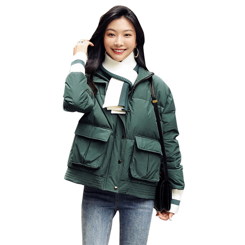 时尚保暖女士羽绒服冬季新款休闲百搭可拆卸围脖设计显瘦修身短款外套,女装羽绒服,阿舍尔精品