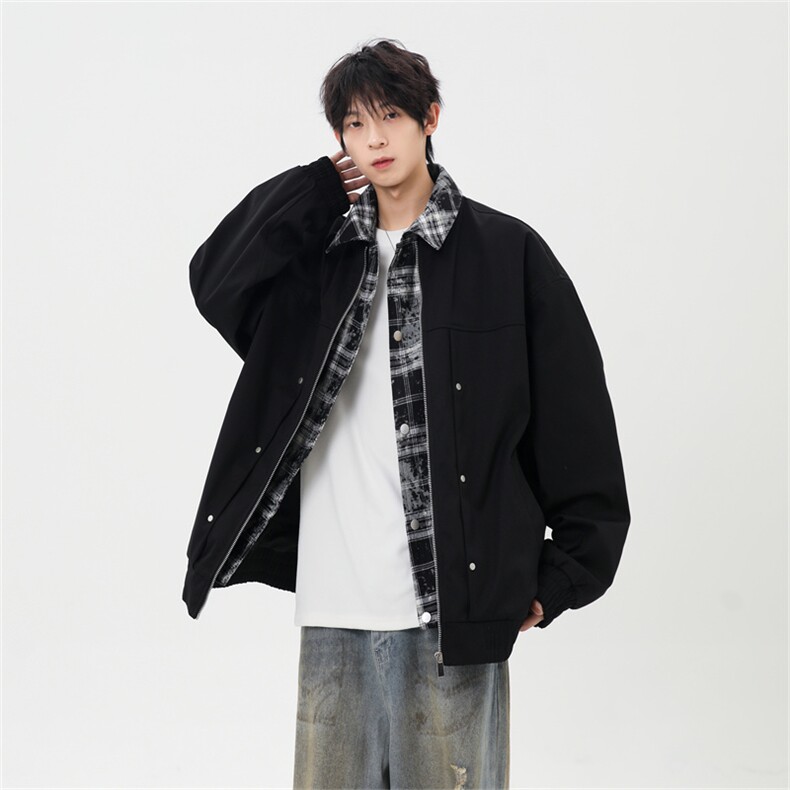 秋季假二件休闲痞帅工装翻领夹克潮流外套XZ301b-2-JK2589P78,男装夹克,星座301B-2（原A443-1）