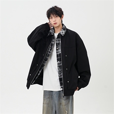 秋季假二件休闲痞帅工装翻领夹克潮流外套XZ301b-2-JK2589P78，男装夹克，星座301B-2（原A443-1）