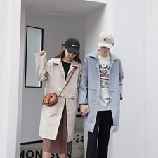 9076情侣风衣情侣装中长款宽松休闲情侣风衣男，男装风衣，星座404A