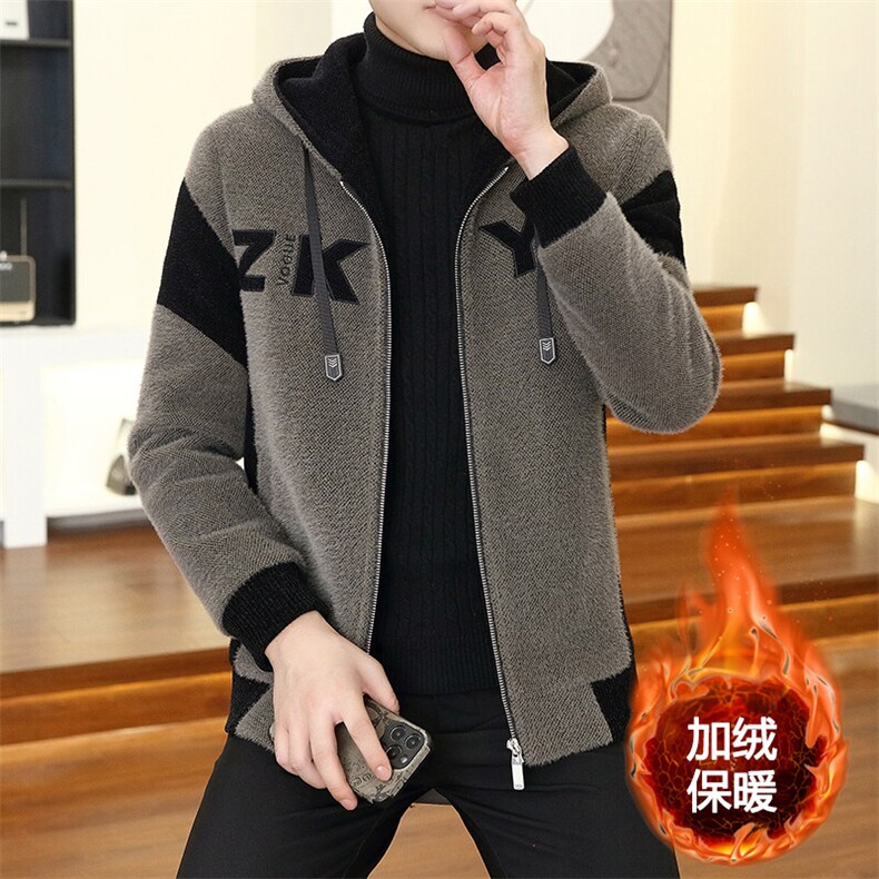冬季新款男士加棉加厚连帽修身潮流百搭毛呢外套加绒D15P155控238,女装短外套,电商B226-2（原B217-2）
