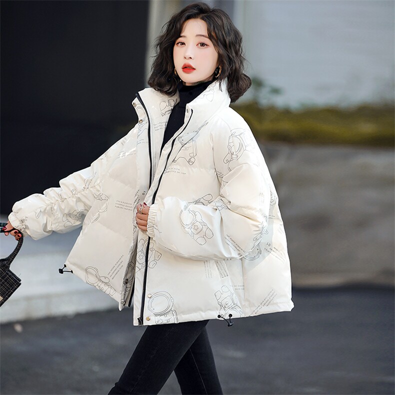主打款羽绒服白鸭绒90绒冬夜光亮面宇航员太空人外套情侣款,女装羽绒服,海爱依仁
