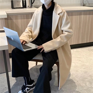 毛呢大衣男中长款宽松过膝风衣加厚英伦风呢子外套   W2249-P62图片