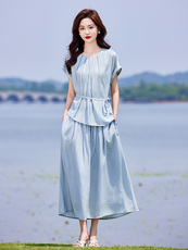 2025夏季新款今年流行韩系松弛感简约气质无袖背心阔腿裤两件套女，女装套装/套裙，靓衣阁