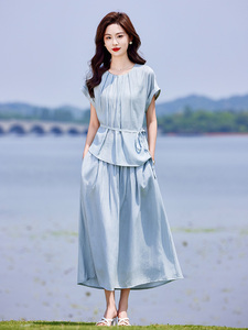 2025夏季新款今年流行韩系松弛感简约气质无袖背心阔腿裤两件套女图片