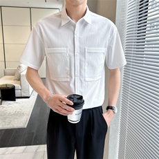 夏季男士短袖衬衫男休闲小伙修身休闲衬衣A236-C7017-特P28，男装衬衫，电商A236