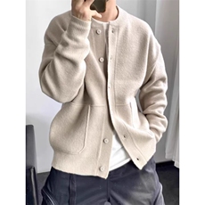 1506/QMJ1030/P53日系男士复古圆领羊毛开衫针织衫高级感毛衣外套，男装针织衫/毛衣，星座1506