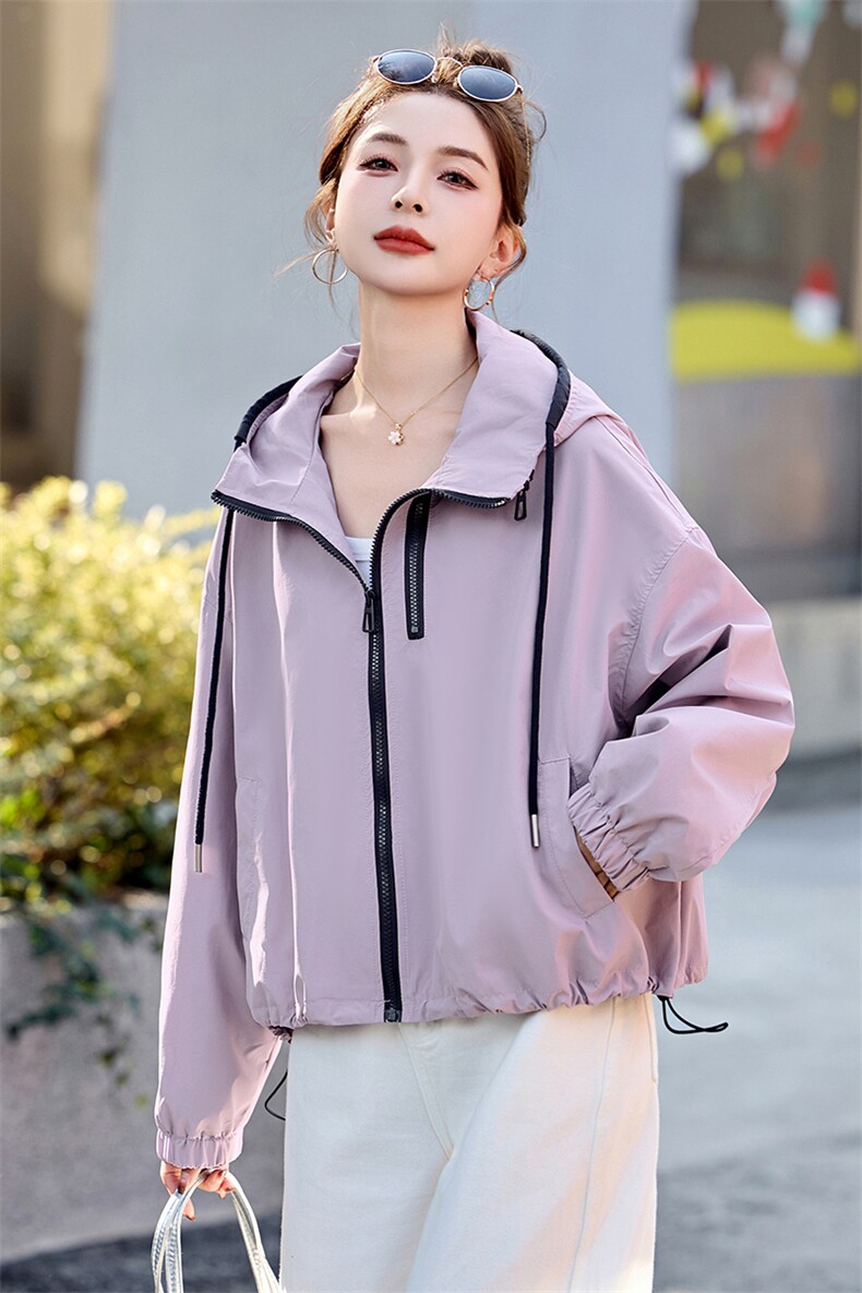2025年春季新款休闲连帽短款外套女,女装短外套,沁沁公主