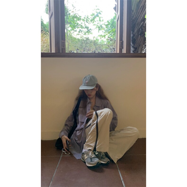 美式设计感侧边条纹拉链休闲裤女夏季高街小众复古百搭工装长裤子,男装休闲裤,星座1007（原301D）