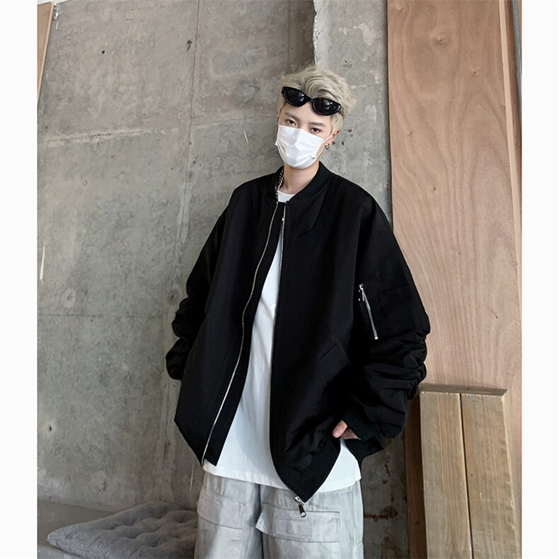 港风美式日系潮流宽松百搭立领棒球服夹克男 XZ213-JK03-P75控88图片