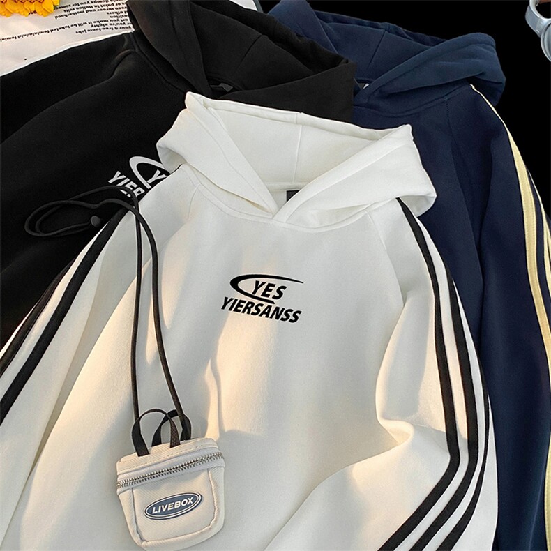 美式直播抖音得物品质三条杠连帽卫衣外套W7222P48加绒元，女装短外套，电商C408(原B339-1)