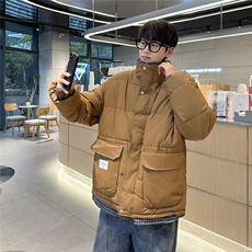 潮牌假两件棉服男冬季潮流工装棉衣男款2024新款男士冬装外套Y18，男装棉衣，星座506