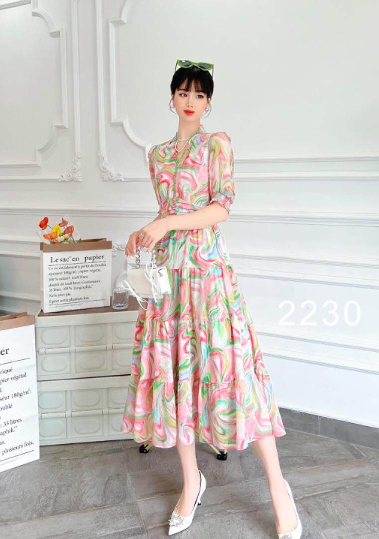 【现货】2022夏季新款韩版碎花雪纺连衣裙，女装连衣裙，珍·洛曼