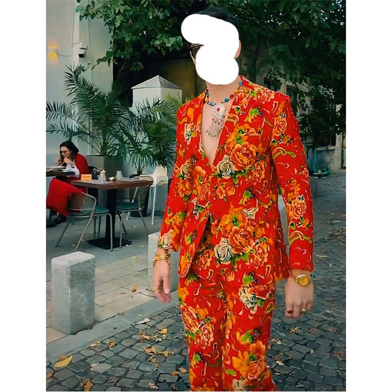 R1东北大花西服套装网红同款男女大码团队服风新中式表演出服,男装西服套装,星座115A(原星座507）